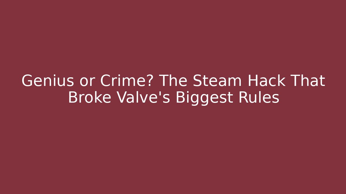 Genius or Crime? The Steam Hack That Broke Valve’s Biggest Rules