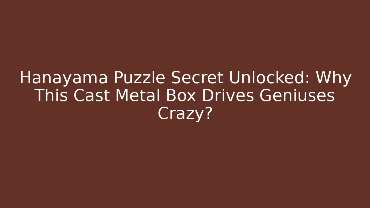 Hanayama Puzzle Secret Unlocked: Why This Cast Metal Box Drives Geniuses Crazy?