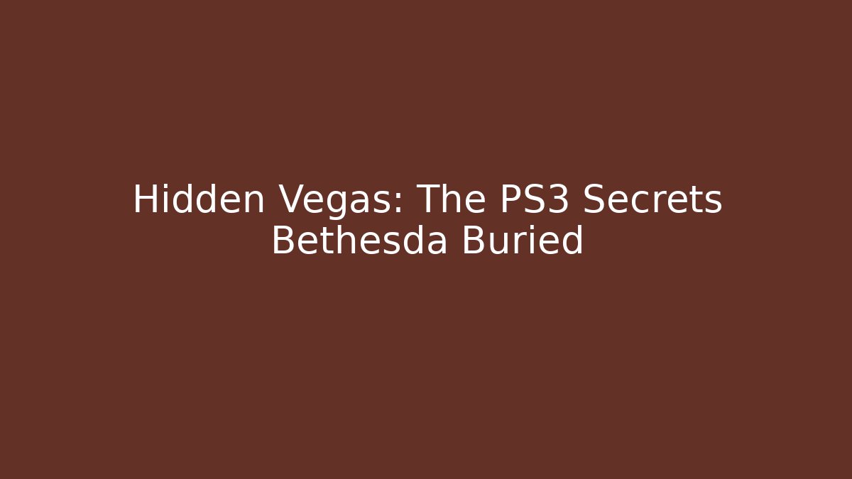 Hidden Vegas: The PS3 Secrets Bethesda Buried
