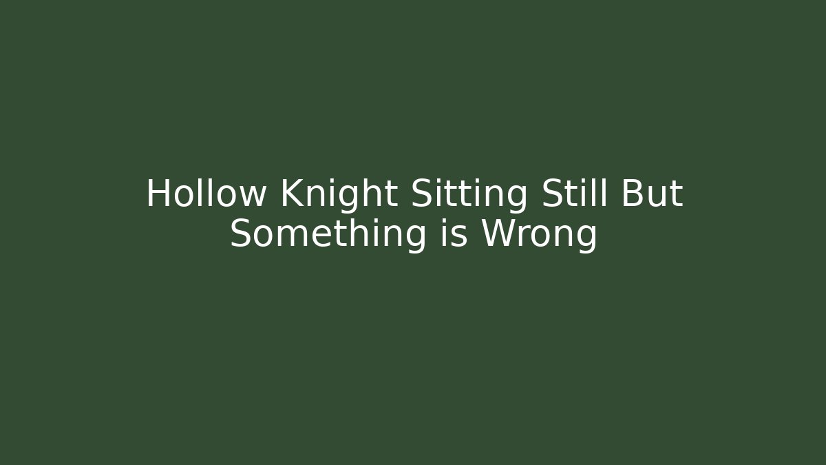 Hollow Knight Sitting Still But Something is Wrong