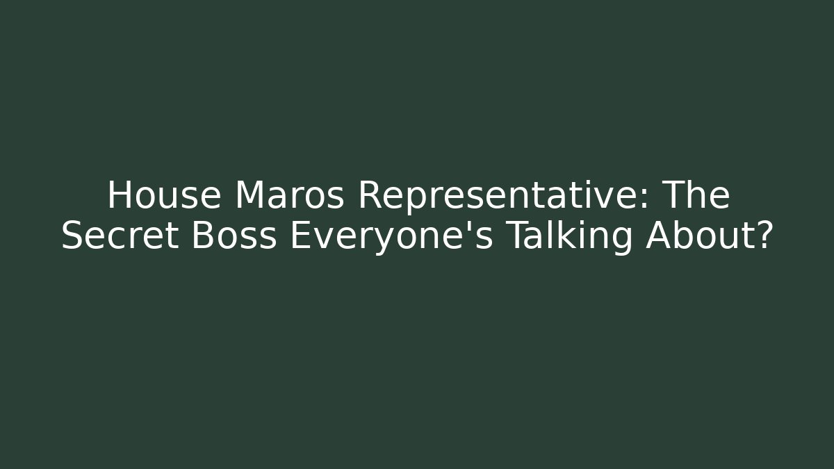 House Maros Representative: The Secret Boss Everyone’s Talking About?