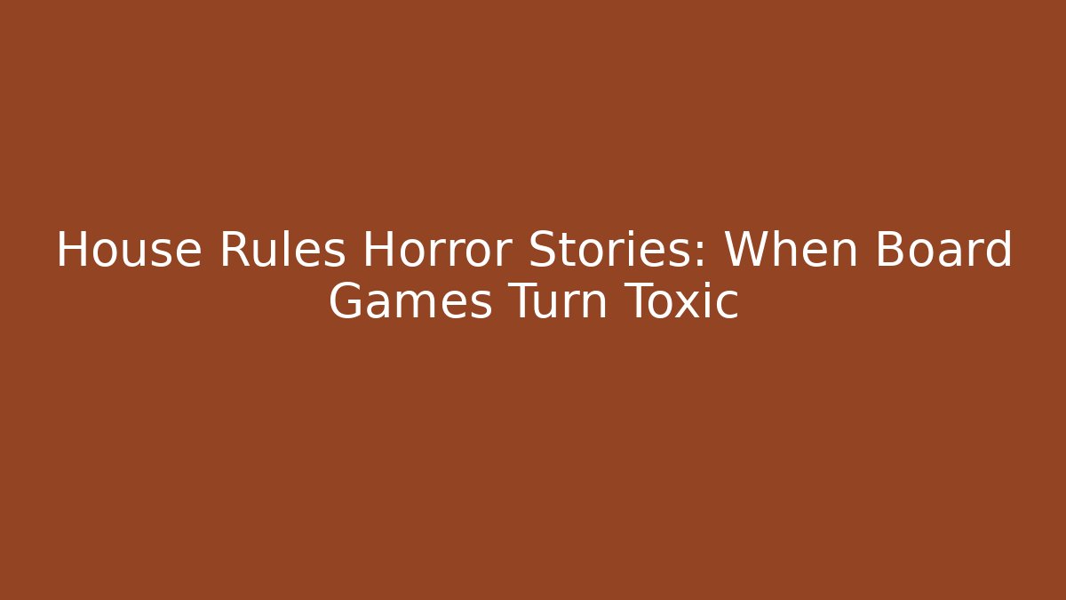 House Rules Horror Stories: When Board Games Turn Toxic