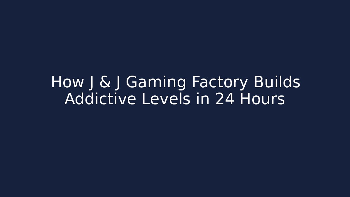 How J & J Gaming Factory Builds Addictive Levels in 24 Hours
