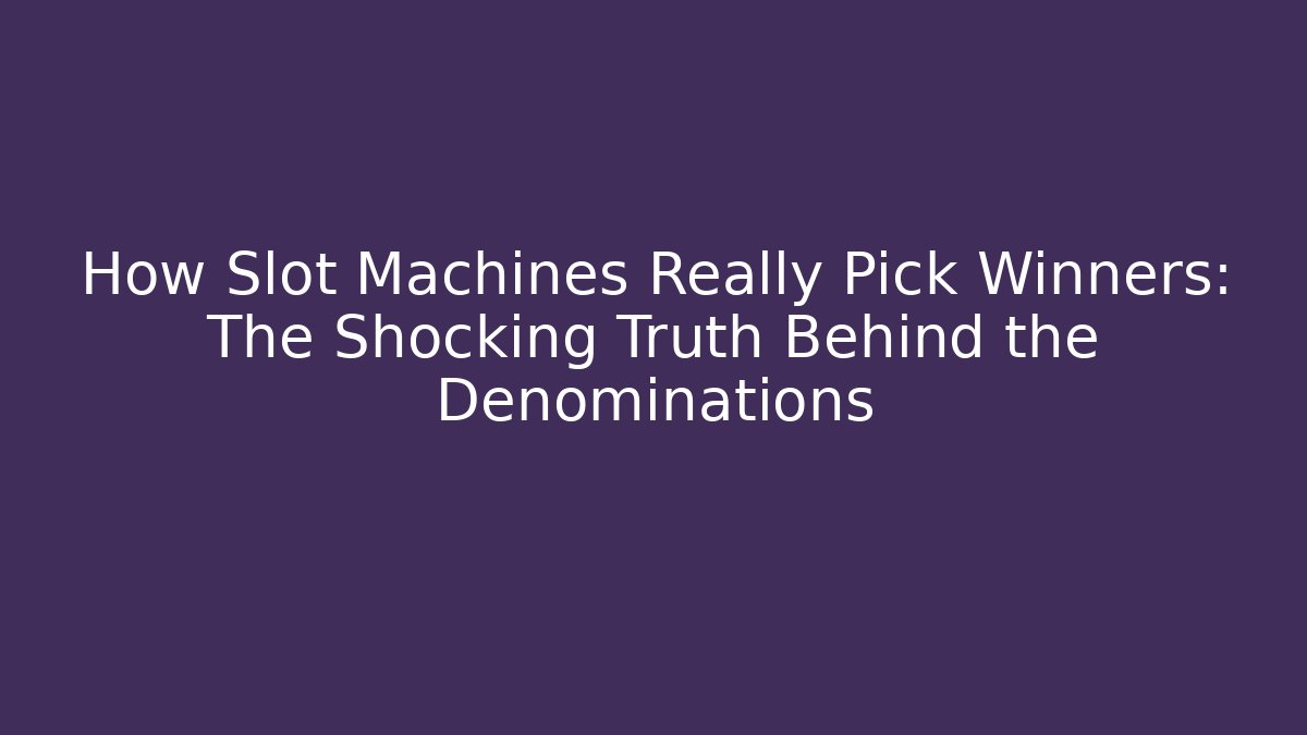 How Slot Machines Really Pick Winners: The Shocking Truth Behind the Denominations