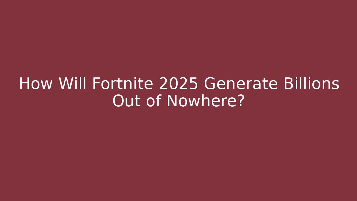 How Will Fortnite 2025 Generate Billions Out of Nowhere?