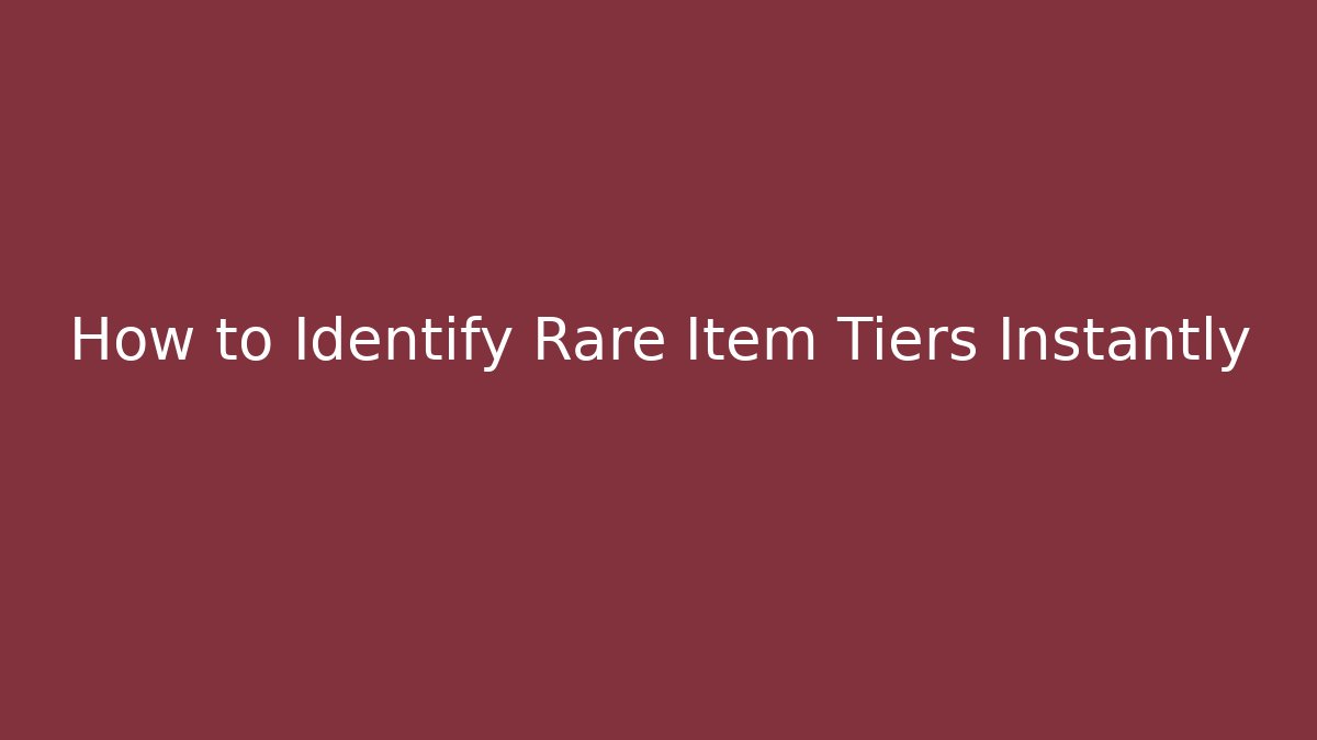 How to Identify Rare Item Tiers Instantly