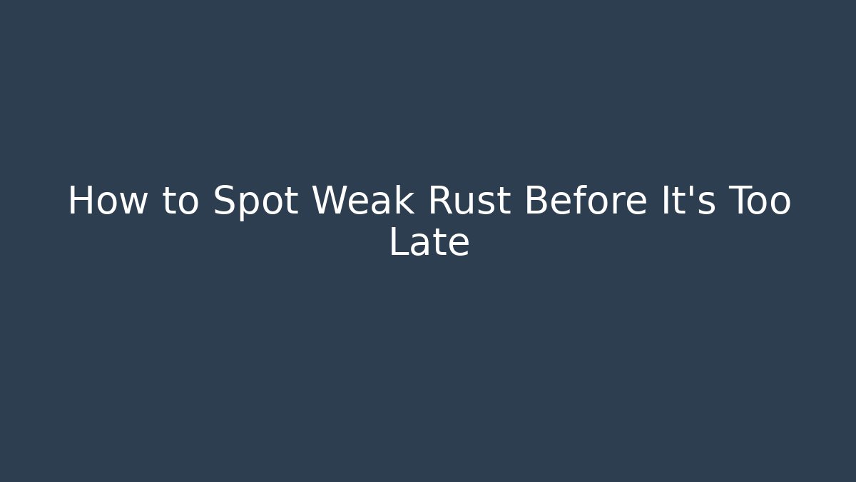 How to Spot Weak Rust Before It's Too Late - The Family Holidays