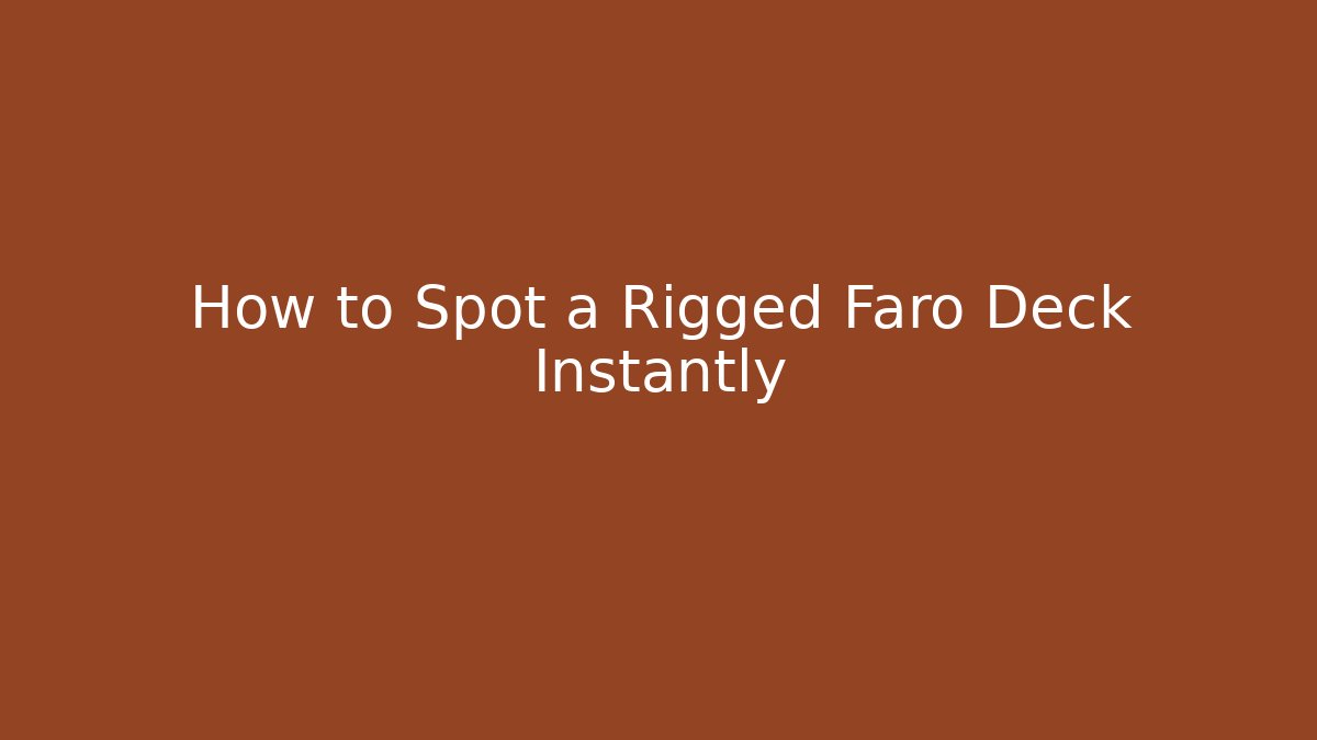 How to Spot a Rigged Faro Deck Instantly
