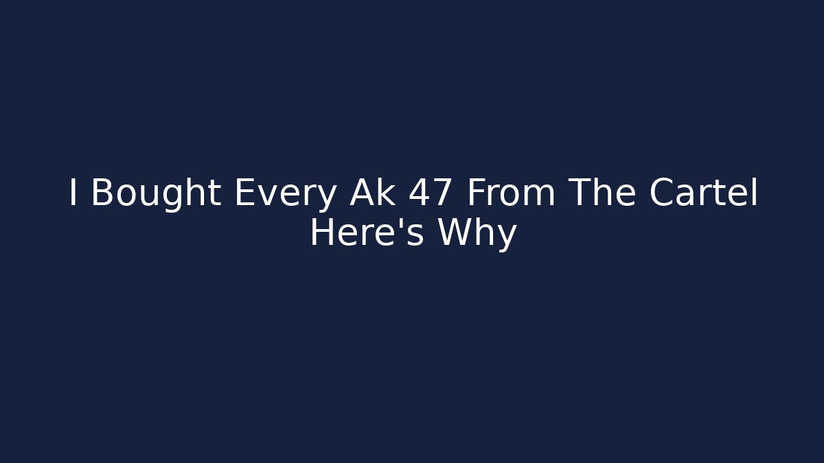 I Bought Every Ak 47 From The Cartel Here's Why
