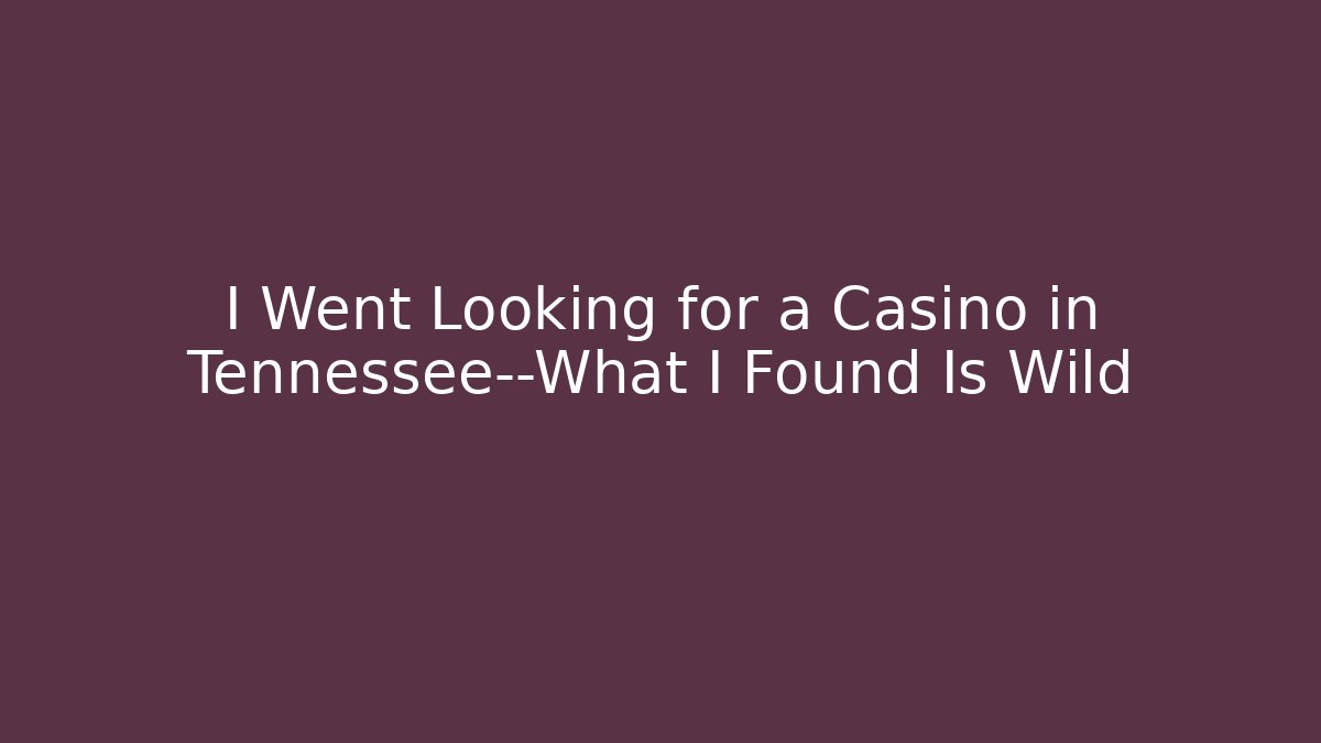 I Went Looking for a Casino in Tennessee—What I Found Is Wild