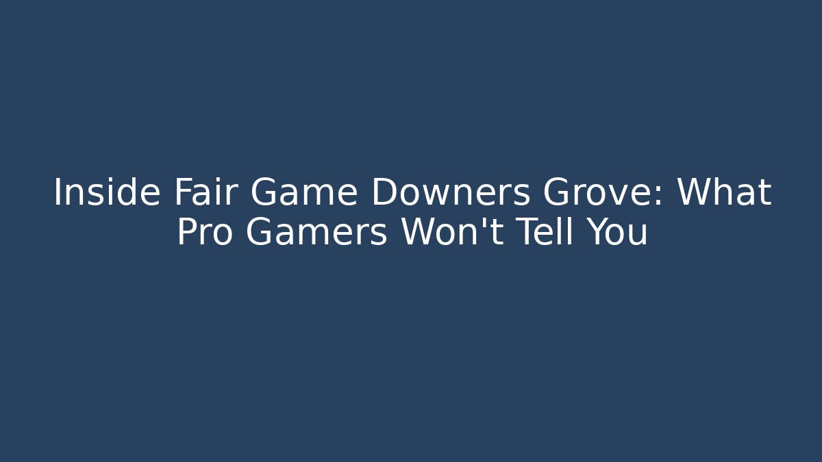 Inside Fair Game Downers Grove: What Pro Gamers Won’t Tell You
