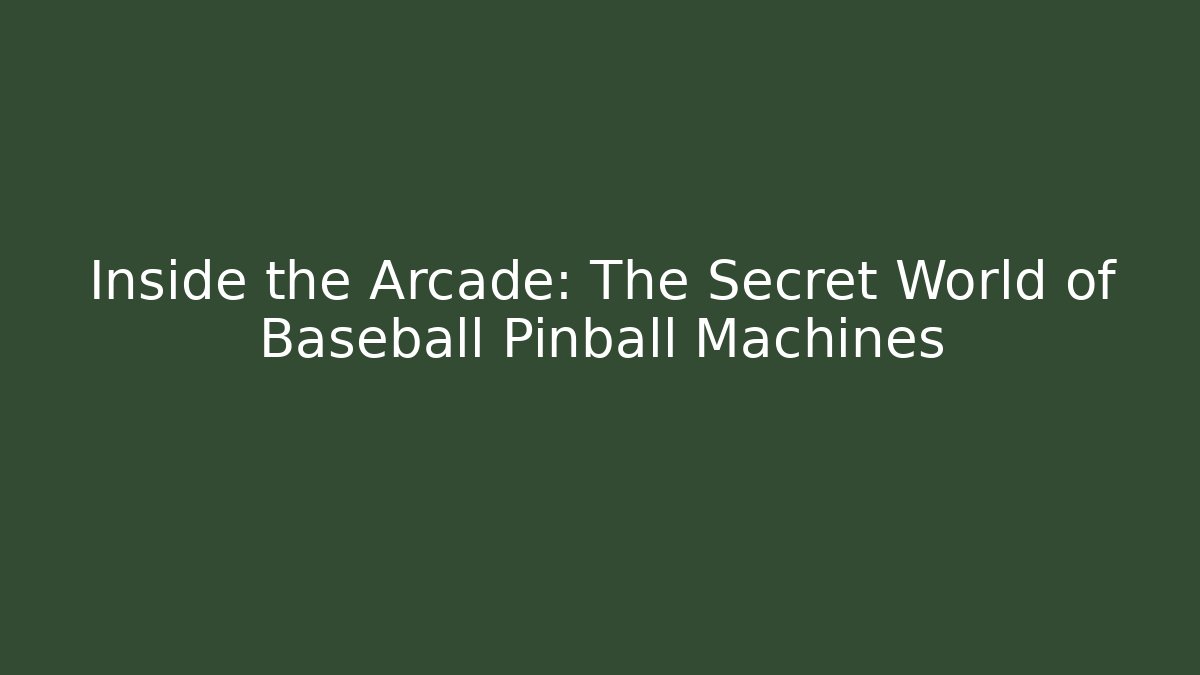 Inside the Arcade: The Secret World of Baseball Pinball Machines