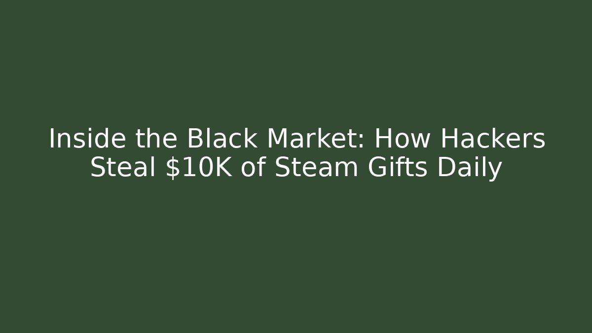Inside the Black Market: How Hackers Steal $10K of Steam Gifts Daily