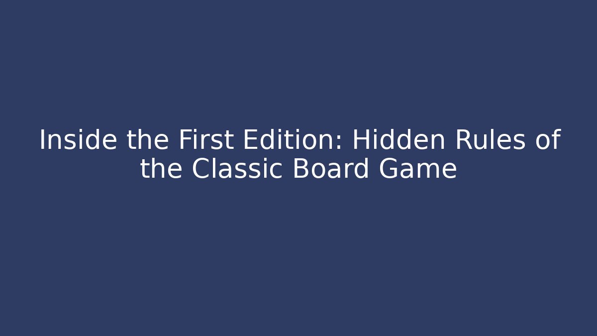 Inside the First Edition: Hidden Rules of the Classic Board Game