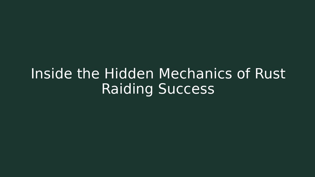 Inside the Hidden Mechanics of Rust Raiding Success