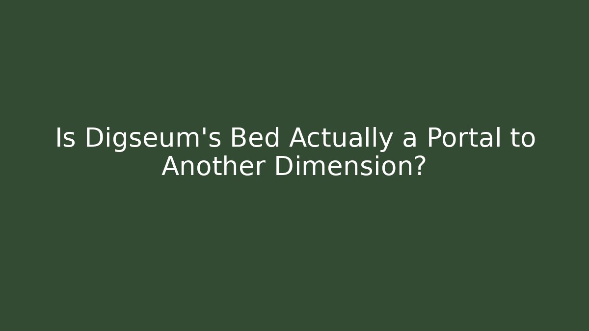 Is Digseum's Bed Actually a Portal to Another Dimension?