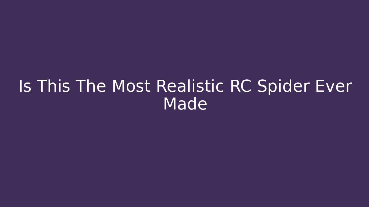 Is This The Most Realistic RC Spider Ever Made