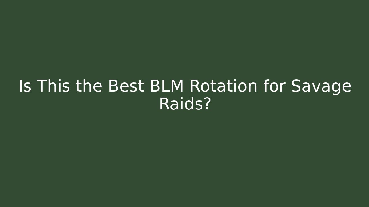 Is This the Best BLM Rotation for Savage Raids?
