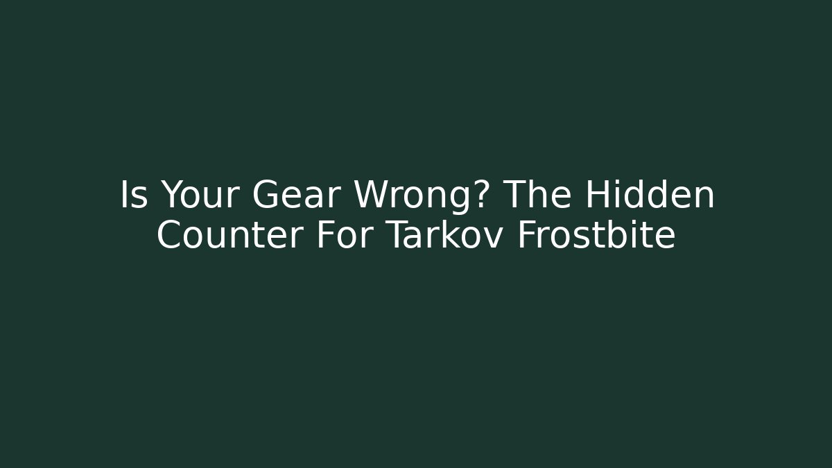 Is Your Gear Wrong? The Hidden Counter For Tarkov Frostbite - The Family Holidays