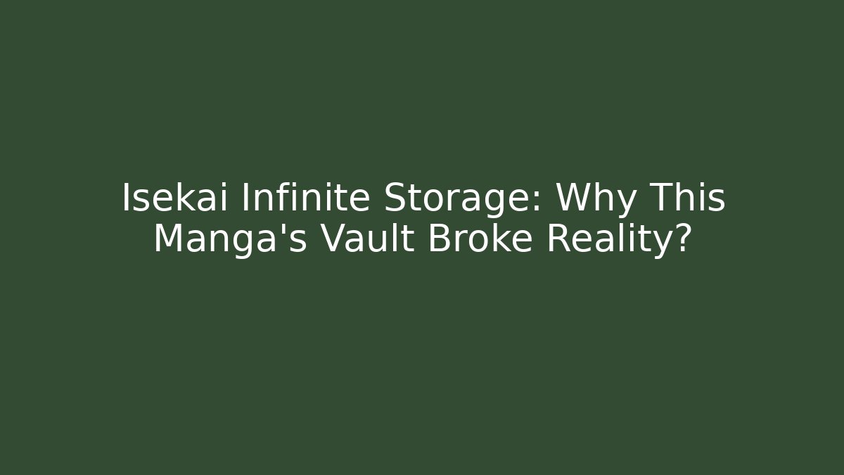 Isekai Infinite Storage: Why This Manga’s Vault Broke Reality?
