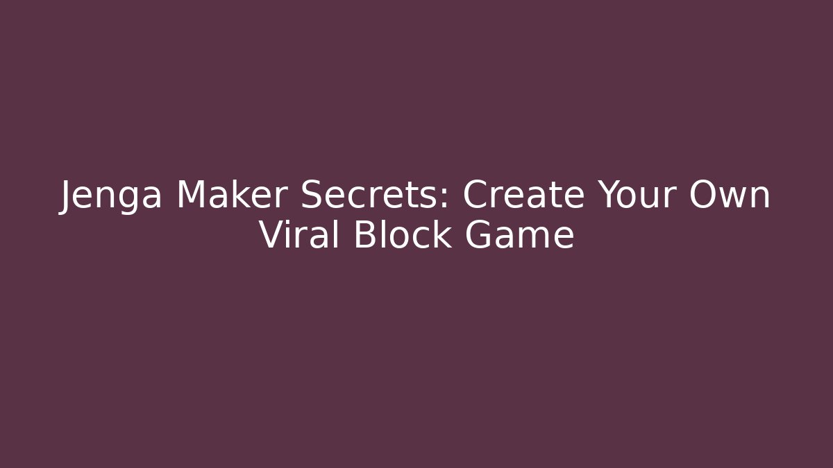 Jenga Maker Secrets: Create Your Own Viral Block Game - The Family Holidays