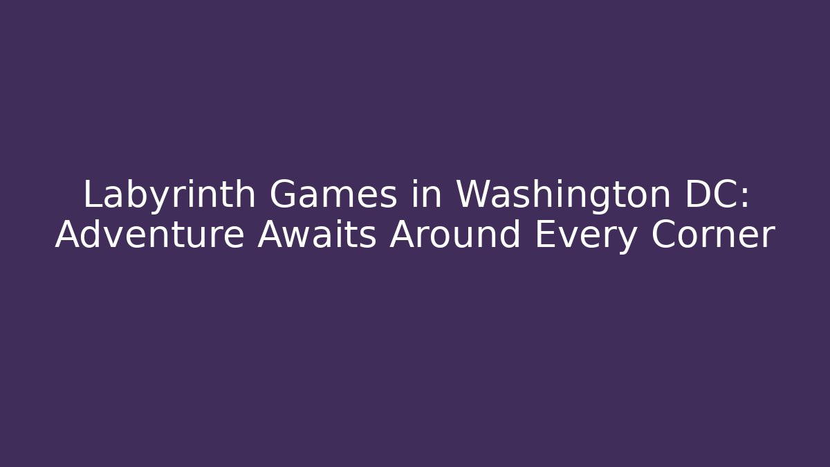 Labyrinth Games in Washington DC: Adventure Awaits Around Every Corner