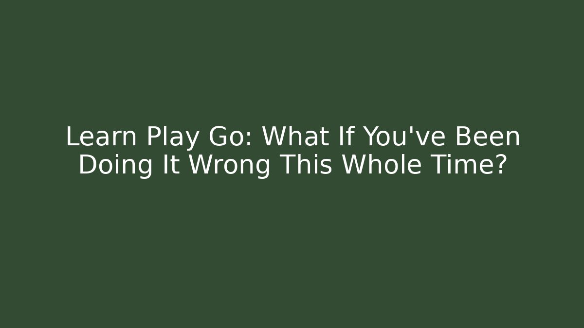 Learn Play Go: What If You’ve Been Doing It Wrong This Whole Time? - The Family Holidays