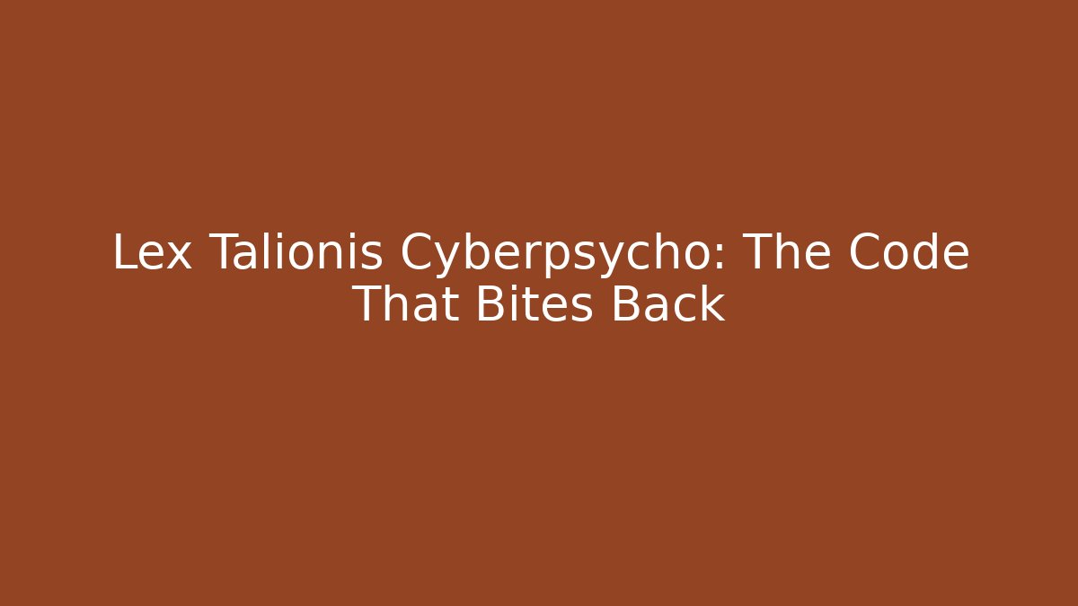 Lex Talionis Cyberpsycho: The Code That Bites Back