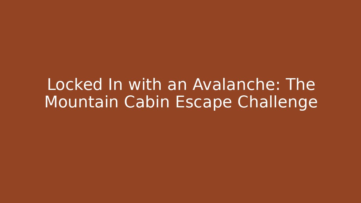 Locked In with an Avalanche: The Mountain Cabin Escape Challenge