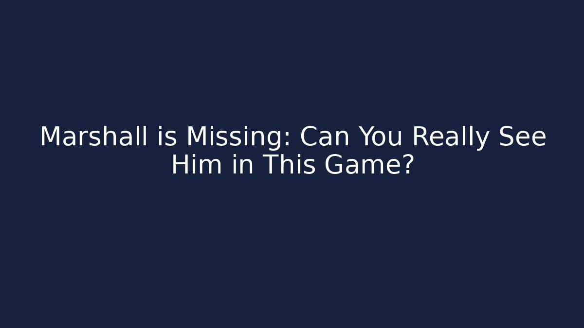 Marshall is Missing: Can You Really See Him in This Game?
