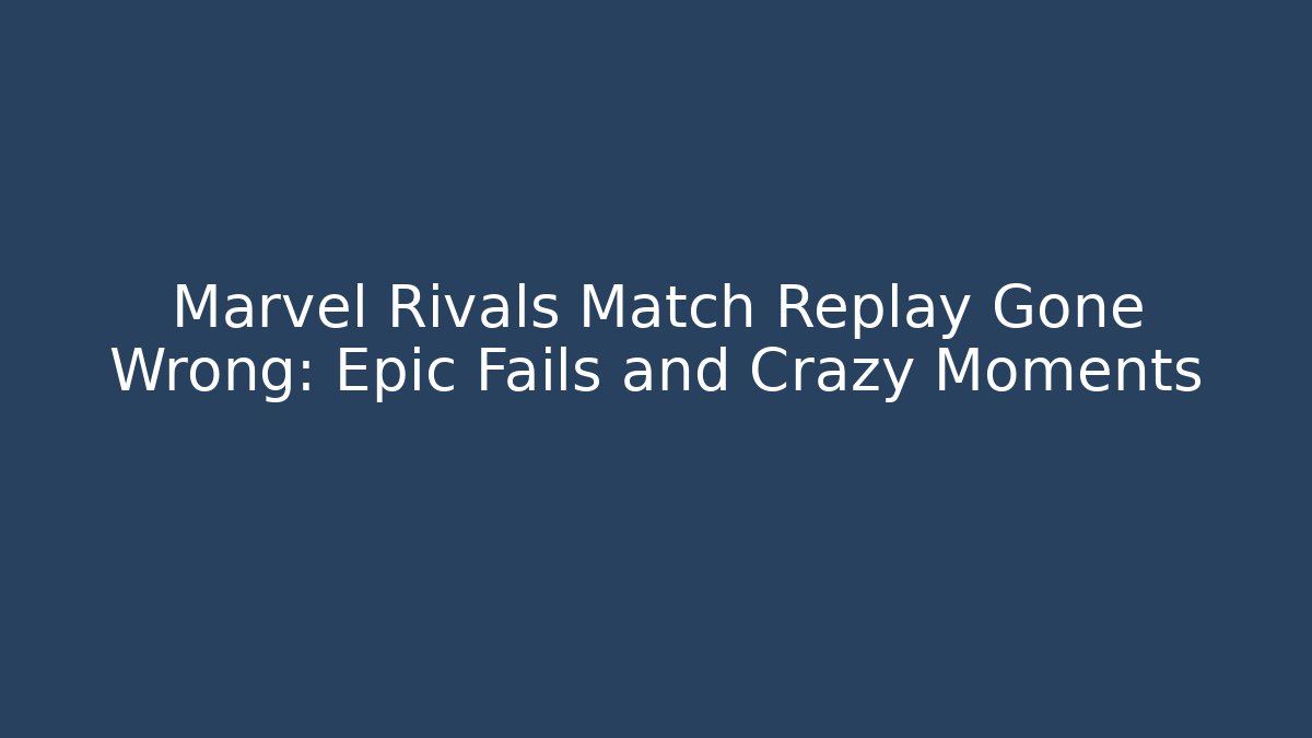 Marvel Rivals Match Replay Gone Wrong: Epic Fails and Crazy Moments