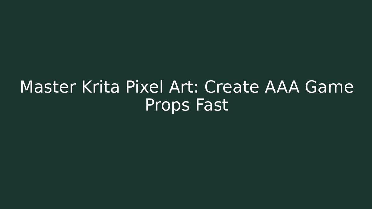 Master Krita Pixel Art: Create AAA Game Props Fast