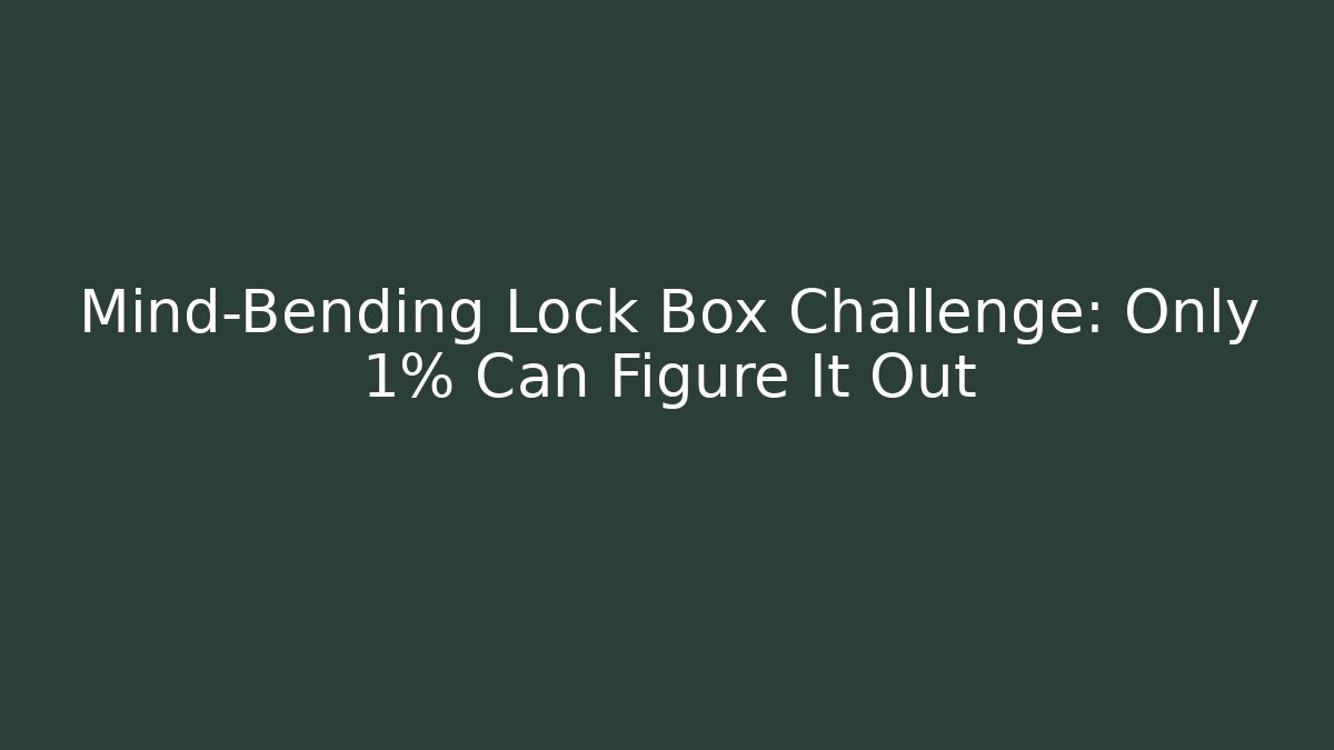 Mind-Bending Lock Box Challenge: Only 1% Can Figure It Out