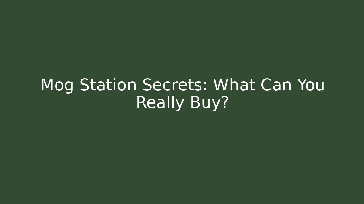 Mog Station Secrets: What Can You Really Buy?