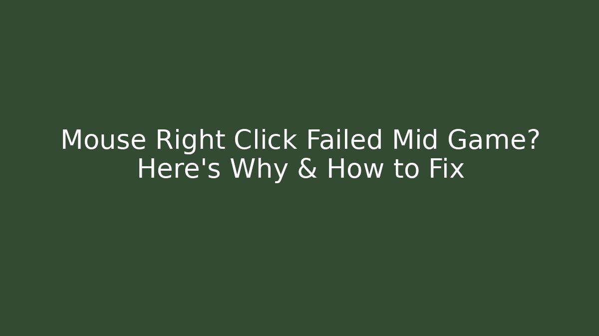 Mouse Right Click Failed Mid Game? Here's Why & How to Fix