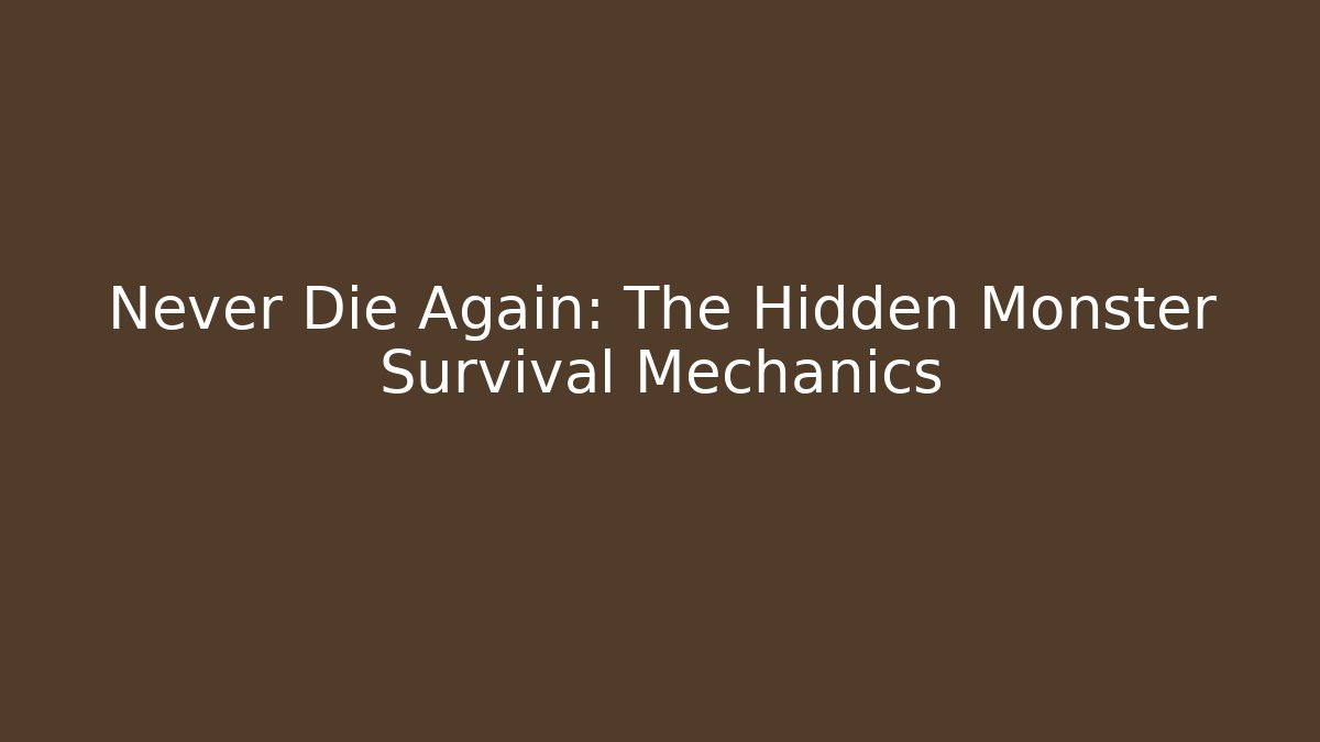 Never Die Again: The Hidden Monster Survival Mechanics