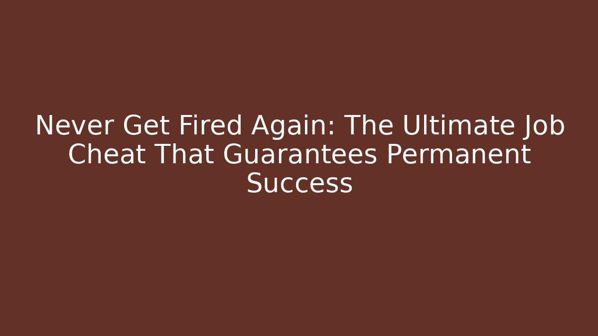 Never Get Fired Again: The Ultimate Job Cheat That Guarantees Permanent Success