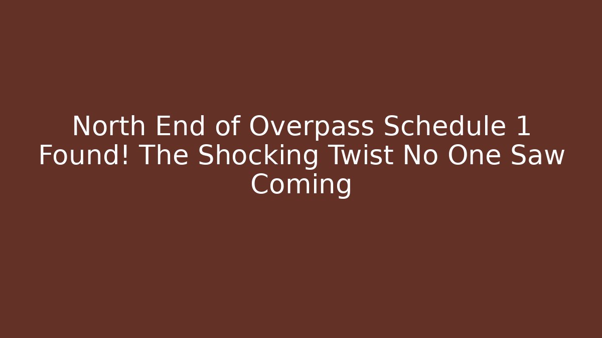 North End of Overpass Schedule 1 Found! The Shocking Twist No One Saw Coming