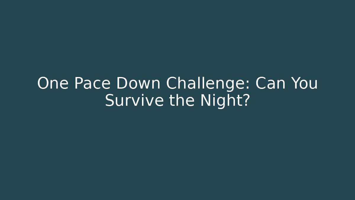 One Pace Down Challenge: Can You Survive the Night? - The Family Holidays