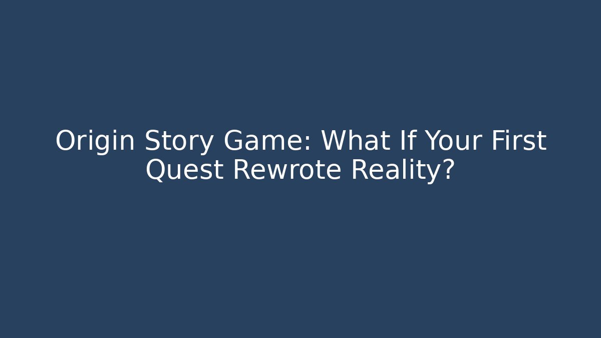 Origin Story Game: What If Your First Quest Rewrote Reality?