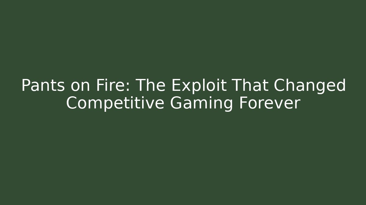 Pants on Fire: The Exploit That Changed Competitive Gaming Forever