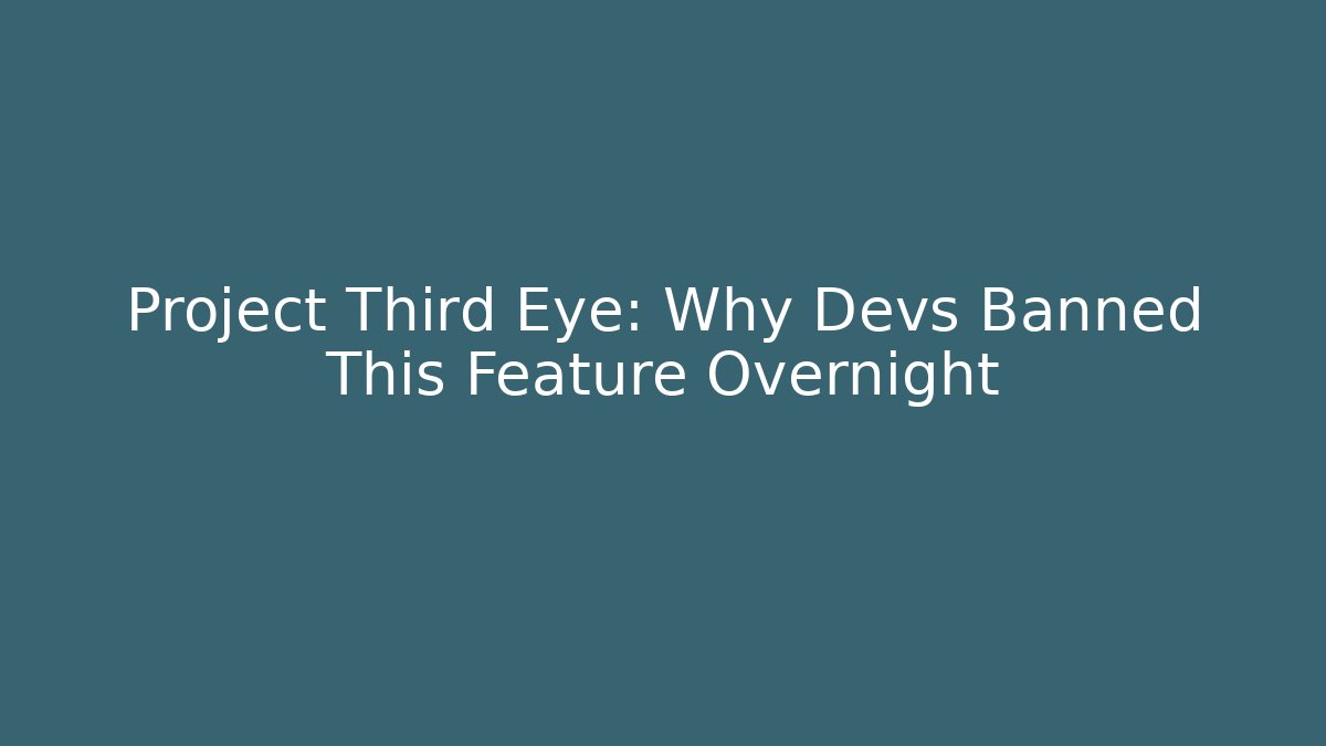 Project Third Eye: Why Devs Banned This Feature Overnight