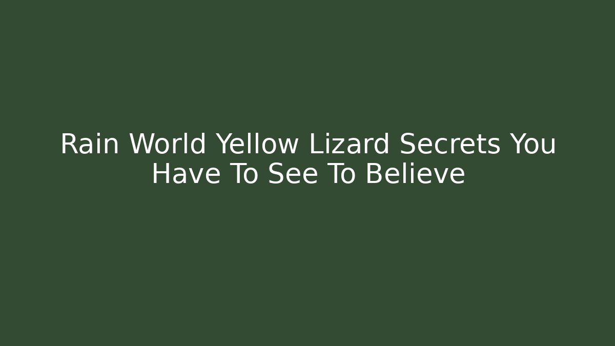 Rain World Yellow Lizard Secrets You Have To See To Believe