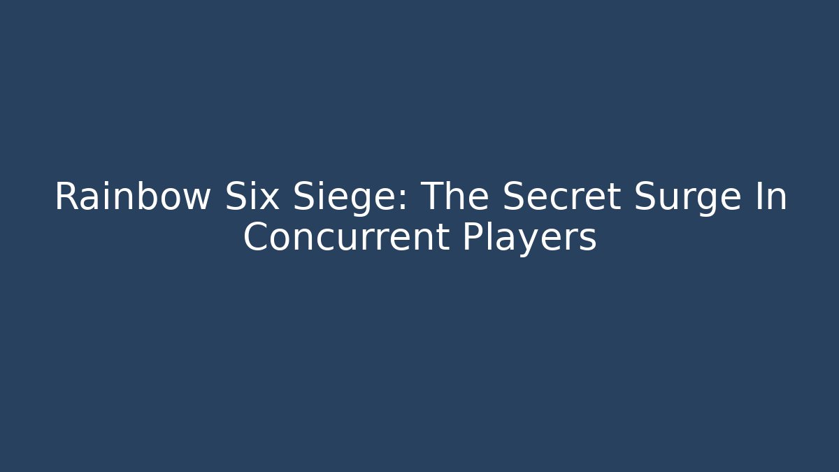 Rainbow Six Siege: The Secret Surge In Concurrent Players - The Family Holidays