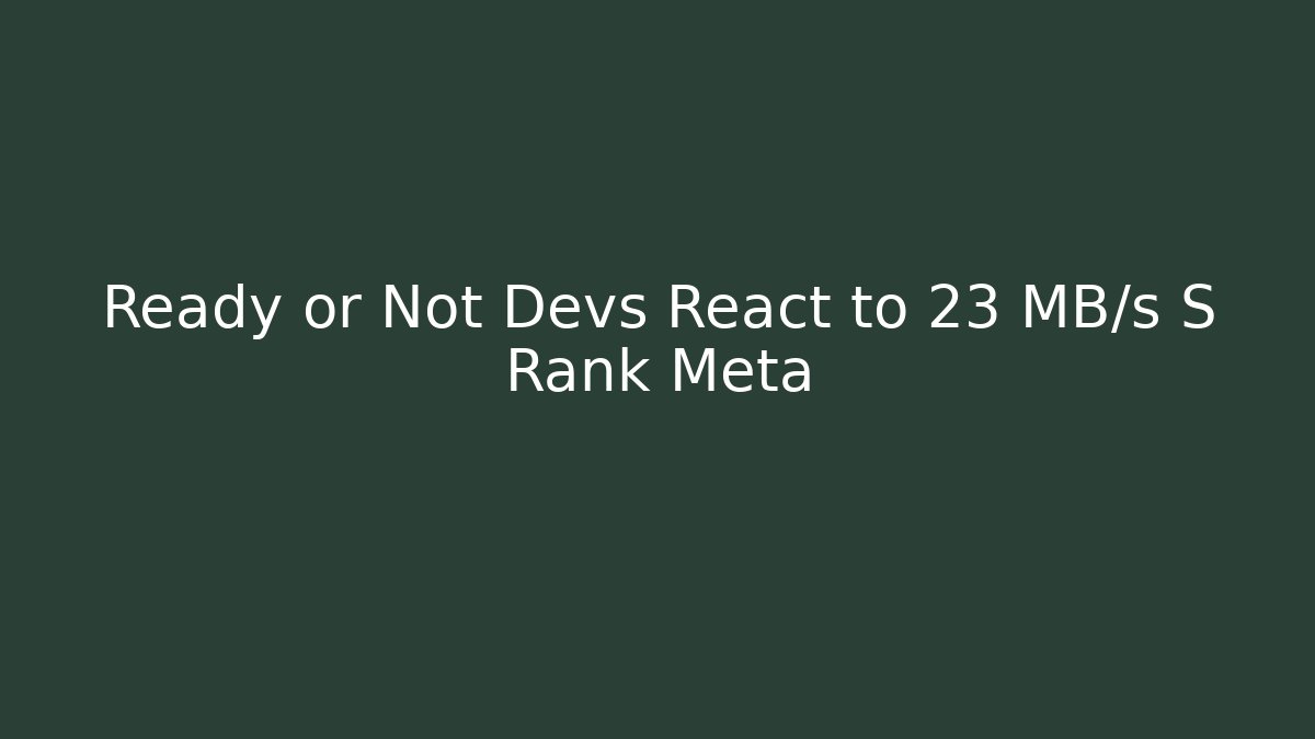 Ready or Not Devs React to 23 MB/s S Rank Meta