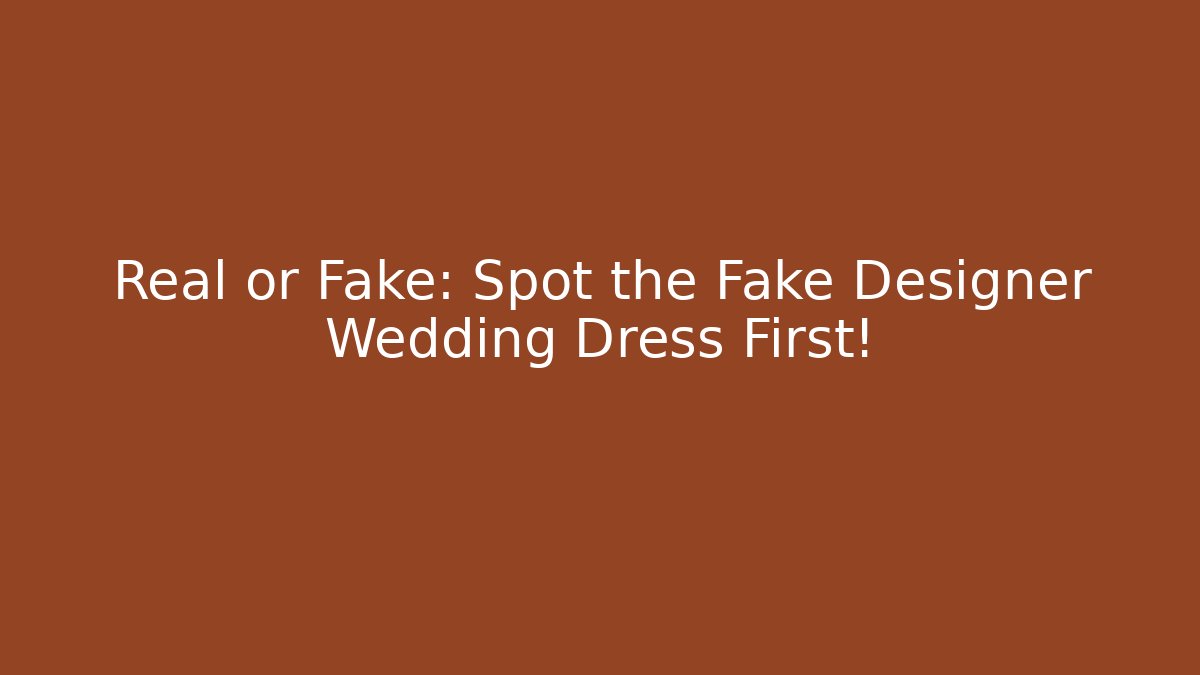 Real or Fake: Spot the Fake Designer Wedding Dress First! - The Family Holidays