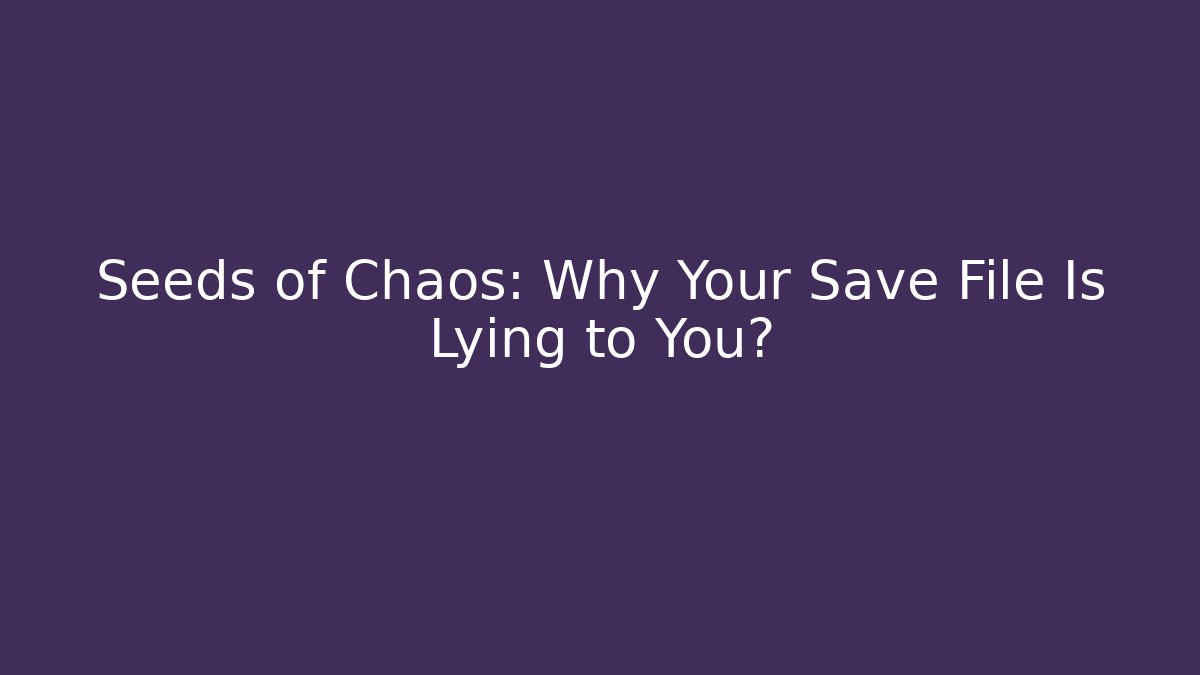 Seeds of Chaos: Why Your Save File Is Lying to You?