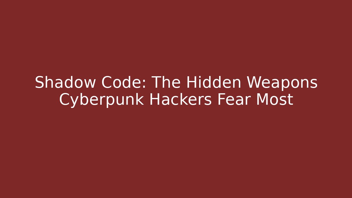 Shadow Code: The Hidden Weapons Cyberpunk Hackers Fear Most