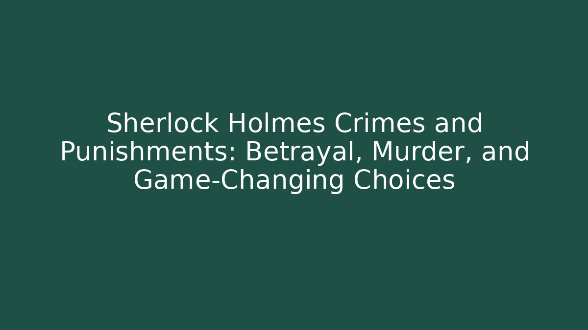 Sherlock Holmes Crimes and Punishments: Betrayal, Murder, and Game-Changing Choices