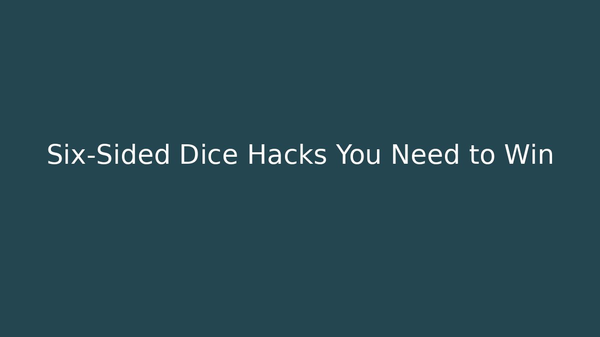 Six-Sided Dice Hacks You Need to Win